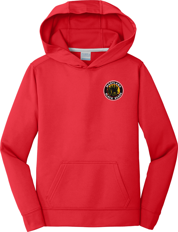 Maryland Black Bears Youth Performance Fleece Pullover Hooded Sweatshirt